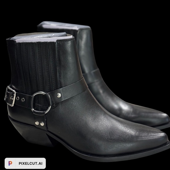 ZARA Cowboy Ankle Boots 100% Cow Leather - Picture 2 of 13